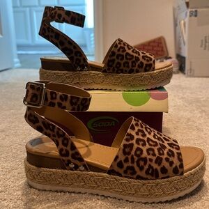 Cheetah ankle strap sandals